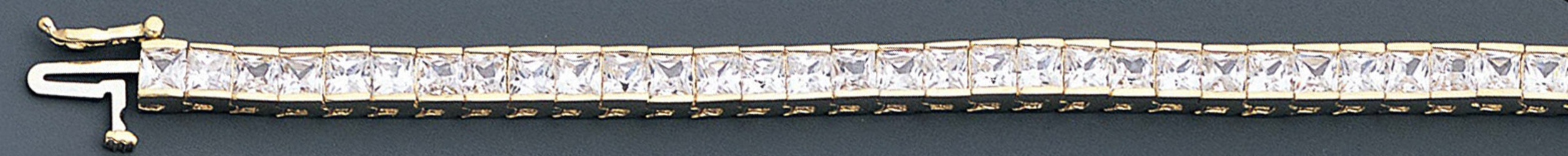 14k Gold 4.5mm CZ Princess Tennis Bracelet 8 Inches